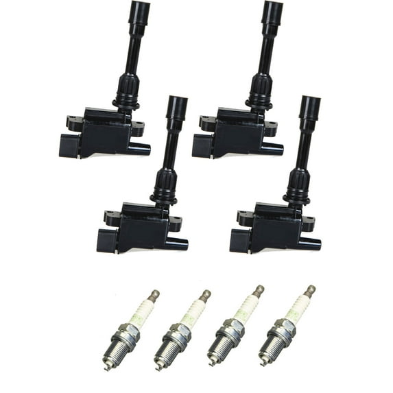 Set of 4 ISA Ignition Coils and 4 NGK Spark Plugs Compatible with 2012-2014 Toyota Prius C Three 1.5L V6 Replacement for UF316