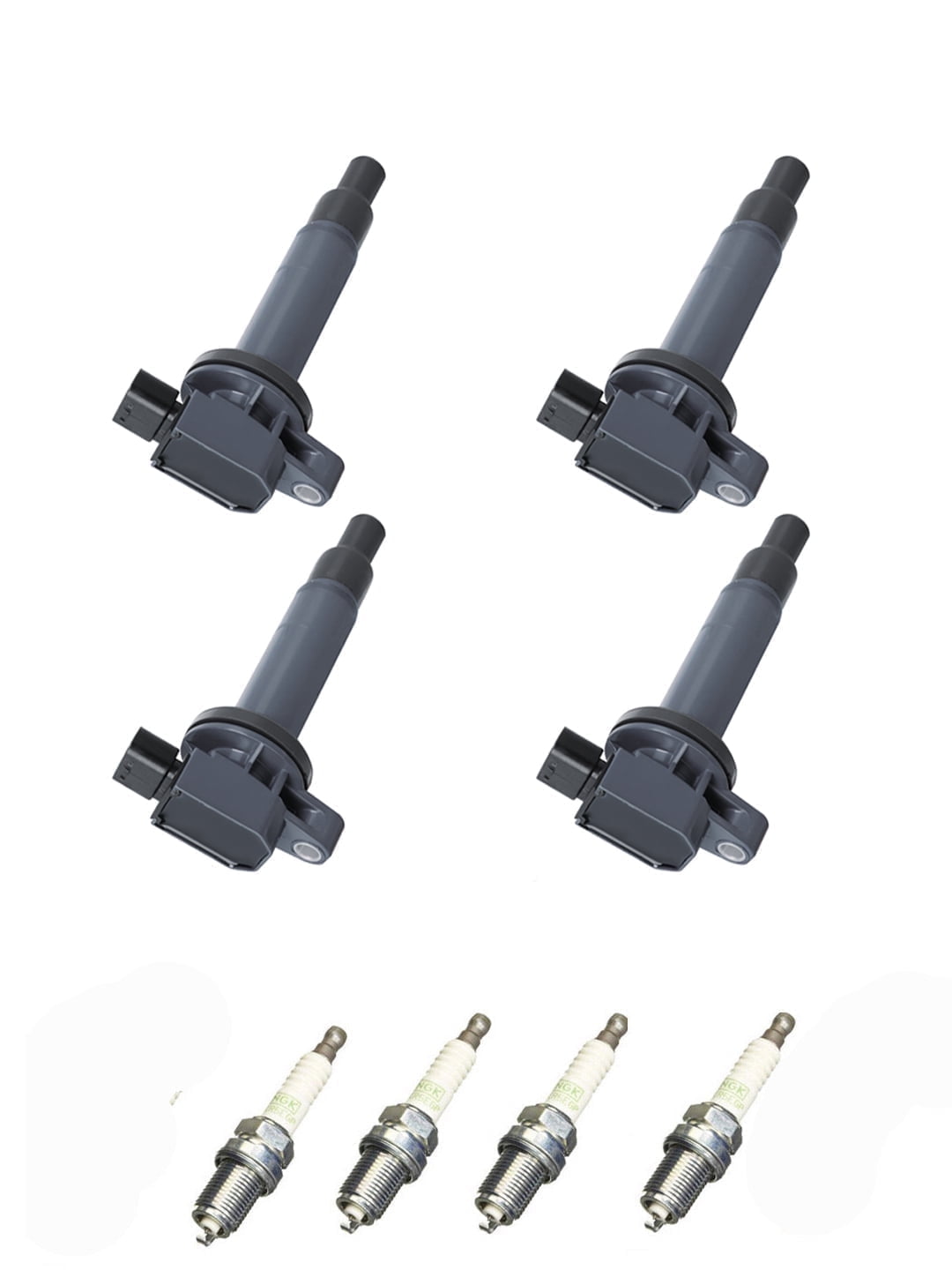 Set of 4 ISA Ignition Coils and 4 NGK Spark Plugs compatible with 2000-2019 Toyota Prius C Yaris Echo 2.7L V6 2736cc 167ci Replacement for UF316