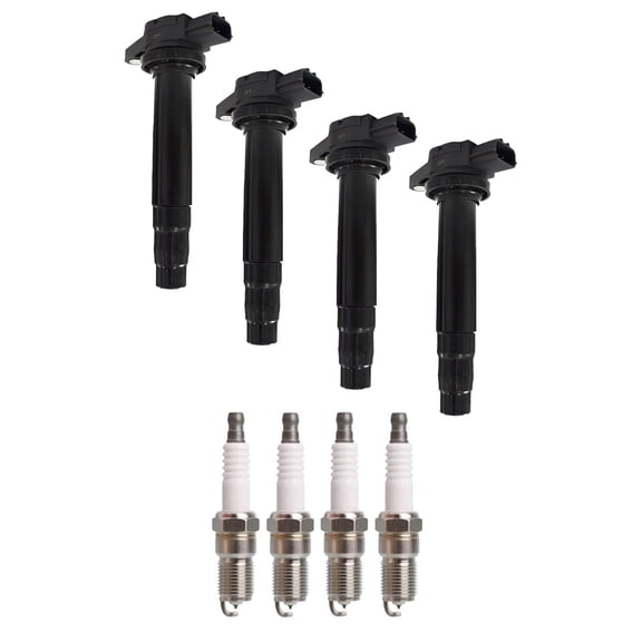 Set of 4 ISA Ignition Coils and 4 Spark Plugs Compatible with 2001 Nissan Sentra 1.8L L4 1769cc -ci  Replacement UF326
