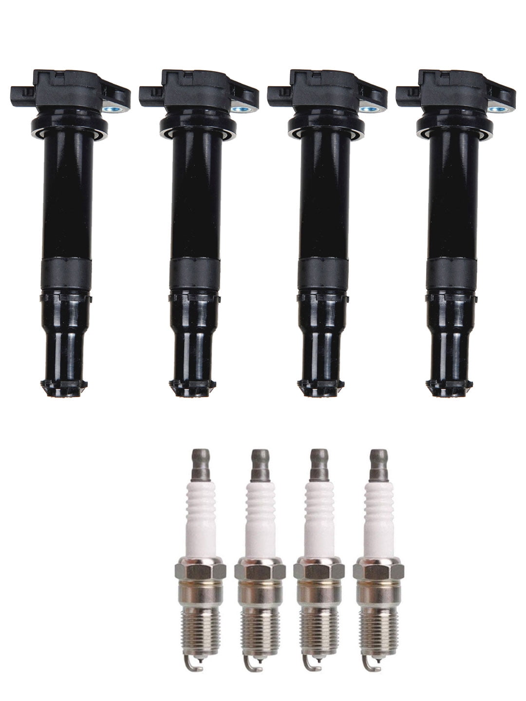 Set of 4 ISA Ignition Coils and 4 Spark Plugs Compatible with Hyundai