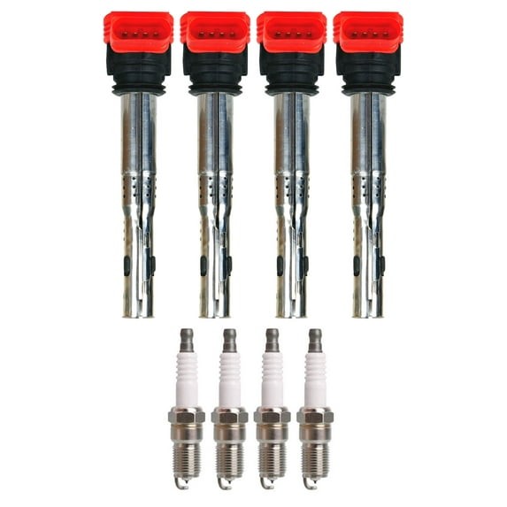 Set of 4 ISA Ignition Coils and 4 Spark Plugs Compatible with Porsche Panamera 2013-2015 3.0L V6 2997cc 183ci Replacement for UF529