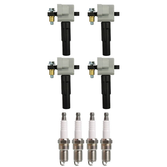 Set of 4 ISA Ignition Coils and 4 Spark Plugs Compatible with Volvo S90 1997-1998 2.9L L6 2917cc -ci Replacement for UF528