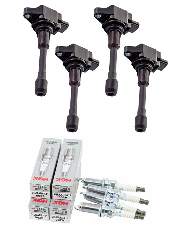 Set of 4 ISA Ignition Coils and 4 Spark Plugs For 2007-2017 Nissan 1.8L 2.0L 2.5L Replacement for UF549