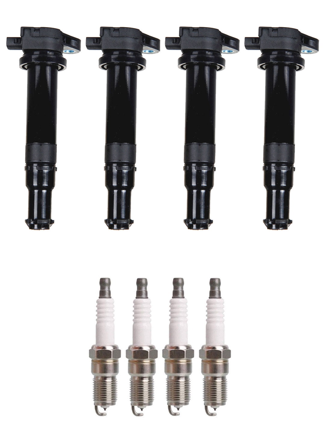 Set of 4 ISA Ignition Coils and 4 Spark Plugs for 2006-2011 Hyundai Accent & Kia Rio Rio5 1.6L Replacement for UF499