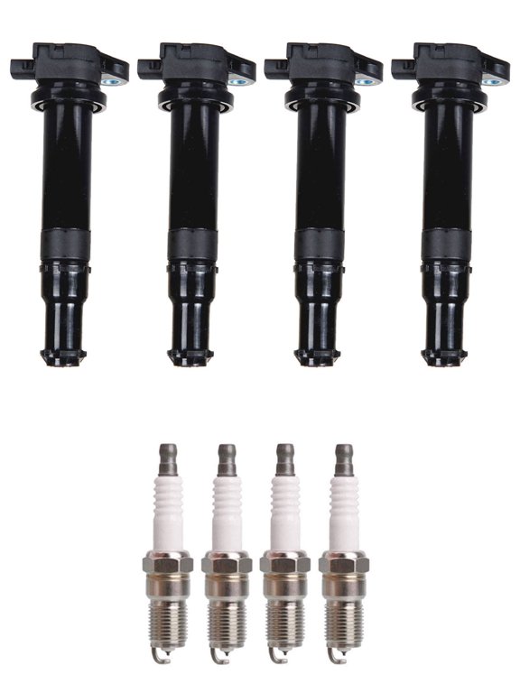 Set of 4 ISA Ignition Coils and 4 Spark Plugs for 2006-2011 Hyundai Accent & Kia Rio Rio5 1.6L Replacement for UF499