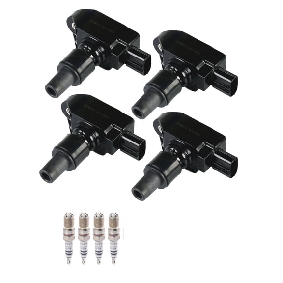 Set of 4 ISA Ignition Coils and BOSCH Spark Plugs Compatible with 2004-2011 Mazda RX-8 1.3L Replacement for UF501 96315