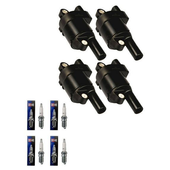 Set of 4 ISA Ignition Coils and Champion Spark Plugs Compatible with 2016-2017 GMC Savana 2500 4.8L Replacement for UF414