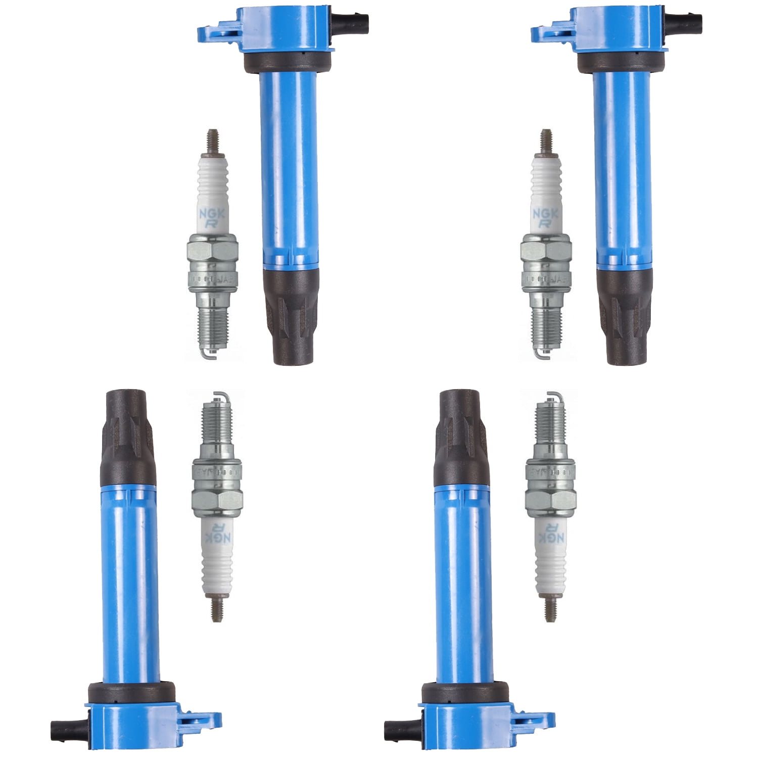 Set of 4 ISA Ignition Coils and NGK Platinum Spark Plugs Compatible with 2007-2019 Dodge Journey Jeep Compass Chrysler 200 UF557