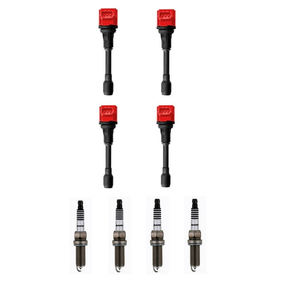Set of 4 ISA Red Ignition Coils and Autolite Spark Plugs Compatitle with 2007-2013 Nissan Altima 2.5L Replacement for UF509
