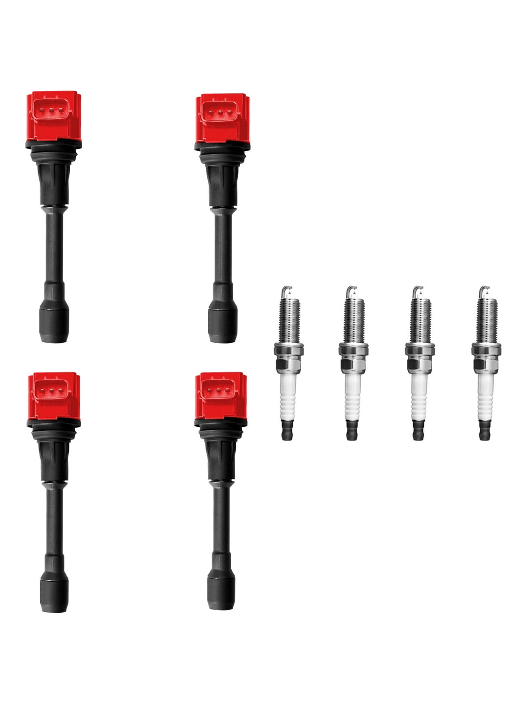Set of 4 ISA Red Ignition Coils and Spark Plugs Compatible with 2008-2017 Nissan Altima 2.5L Replacement for UF509