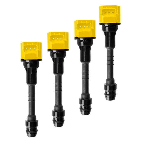 Set of 4 ISA Yellow Ignition Coils Compatible with 2001-2005 Nissan Almera 1.8L Replacement for UF351
