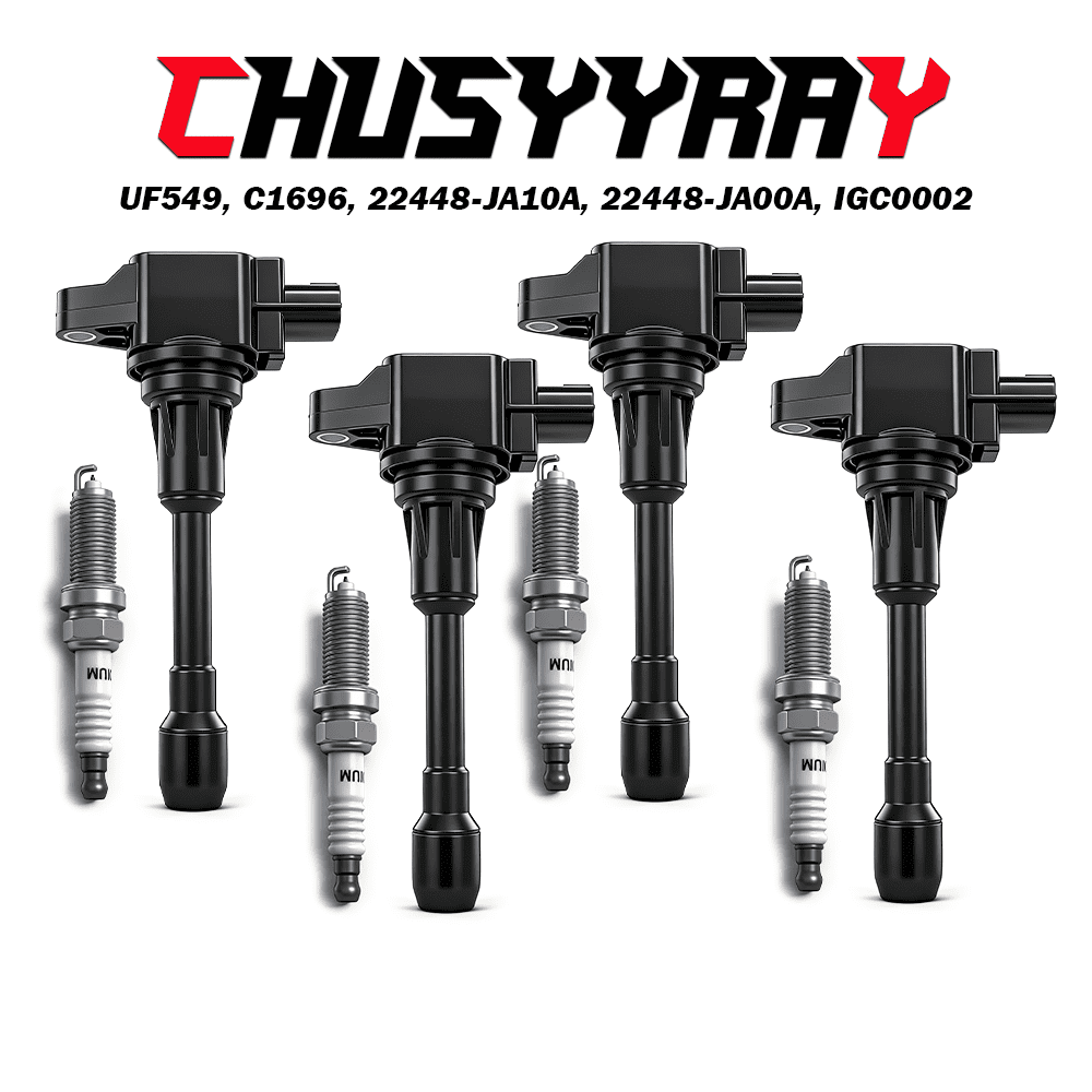 Set of 4 Ignition Coils & 4 Spark Plugs For 2007-2019 Nissan Altima 2.5L L4 Rogue Sentra Versa Cube NV200 UF549