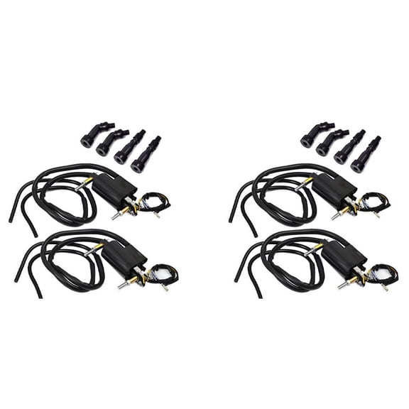 Set of 4 Ignition Coils & Caps for GS550 GS650 GS750 850 1000 1100 KZ400 650 750 900 1000 33410-45012,4 x Ignition Coil 8 x Cap,Black
