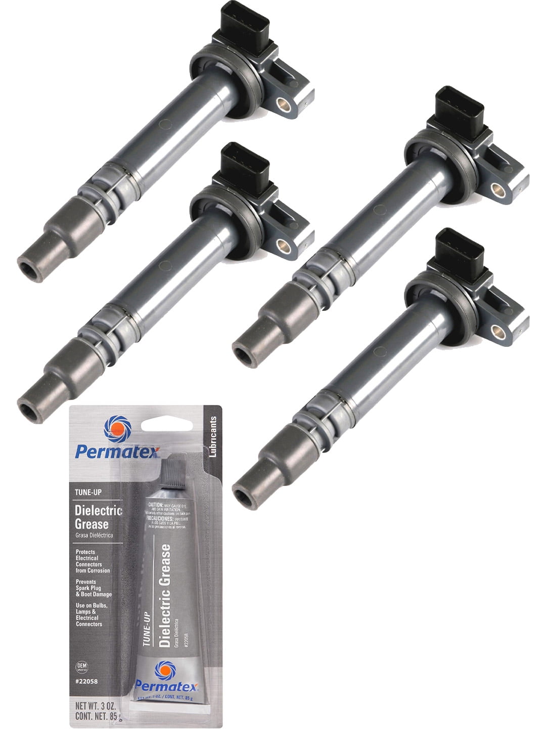 Set of 4 Ignition Coils and Permatex 22058 Dielectric TuneUp Grease