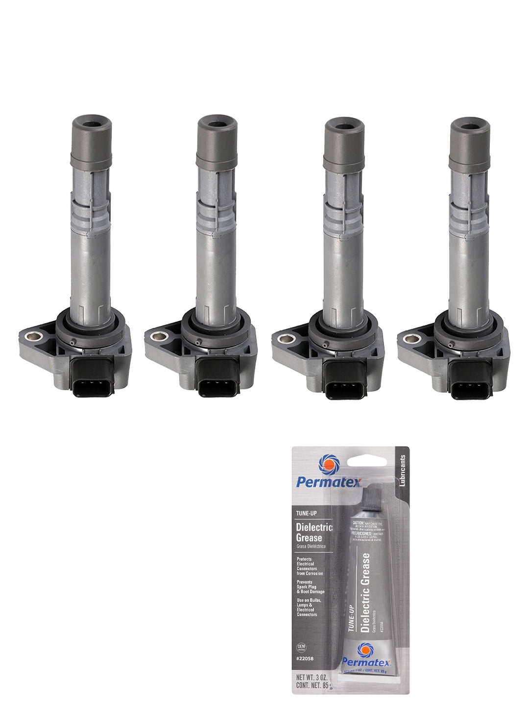 Set of 4 Ignition Coils and Permatex 22058 Dielectric TuneUp Grease