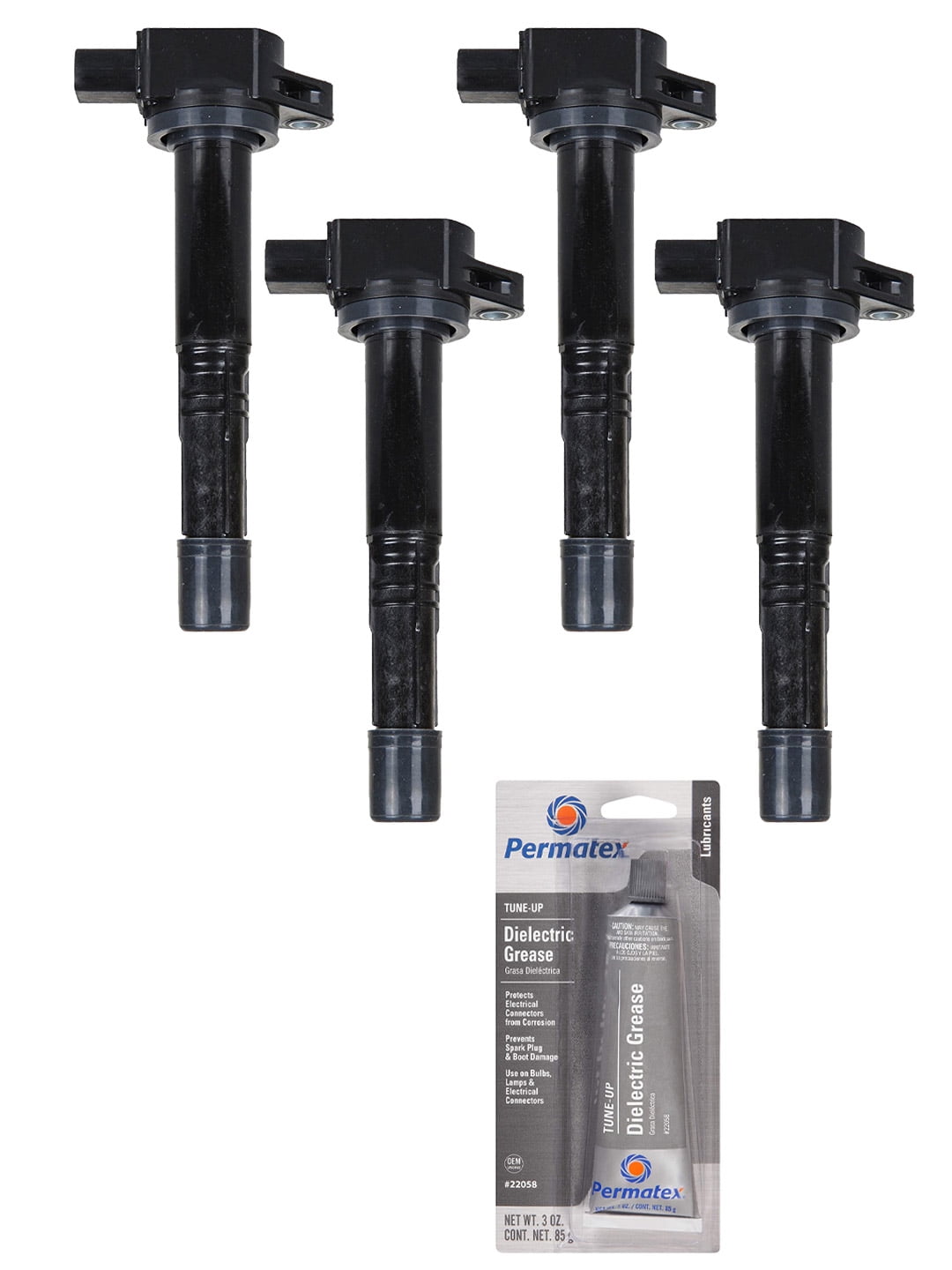 Set of 4 Ignition Coils and Permatex 22058 Dielectric TuneUp Grease