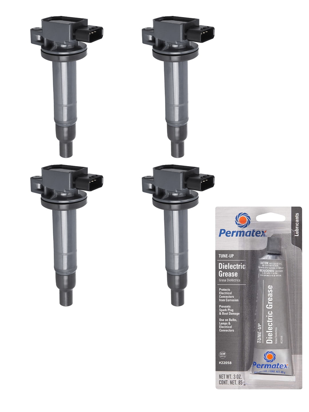 Set of 4 Ignition Coils and Permatex 22058 Dielectric TuneUp Grease