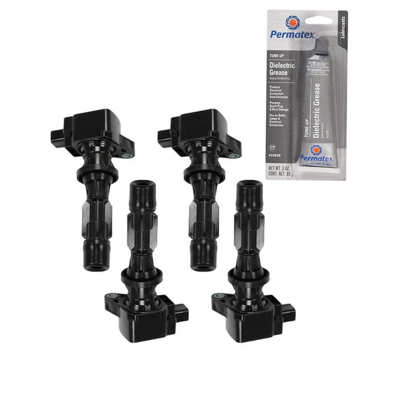 Set of 4 Ignition Coils and Permatex 22058 Dielectric Tune-Up Grease Compatible with 2007 Mercury Milan 2.3L L4 Replacement for UF516
