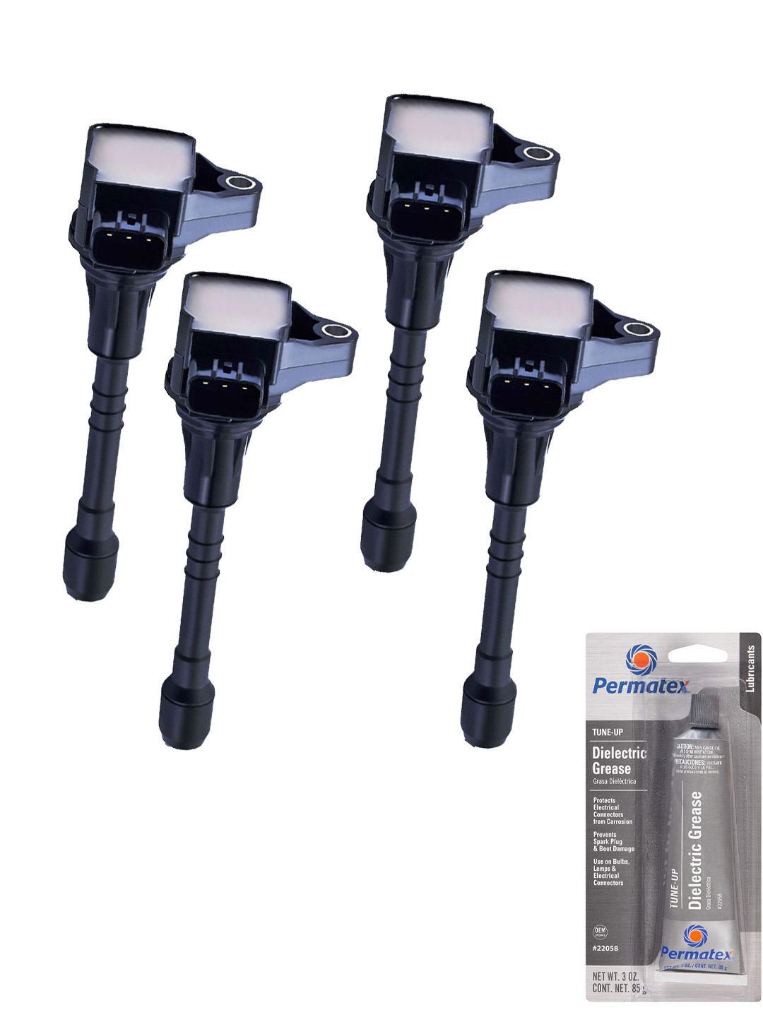 Set of 4 Ignition Coils and Permatex 22058 Dielectric TuneUp Grease