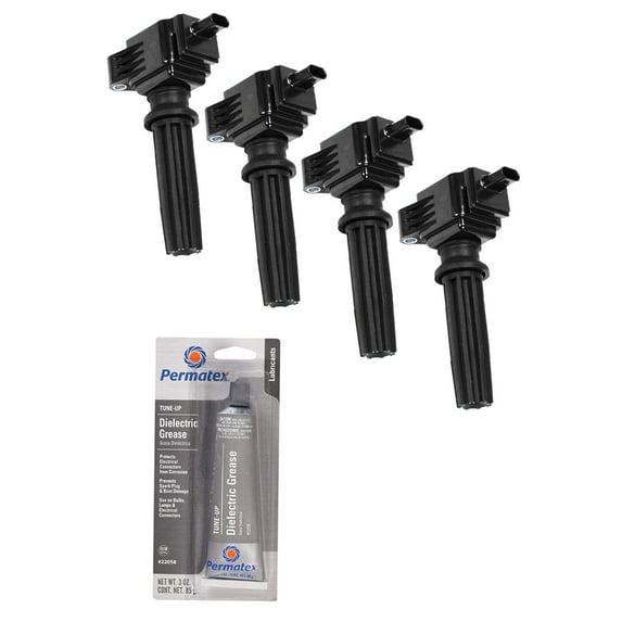 Set of 4 Ignition Coils and Permatex 22058 Dielectric Tune-Up Grease Compatible with 2013-2016 Lincoln MKT 2.0L L4 Replacement for UF670 DG546