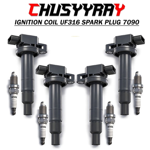 Set of 4 Ignition Coils and Spark Plugs for Toyota Yaris Hatchback 1.5L L4 Engine 2016-2018 Direct Fit