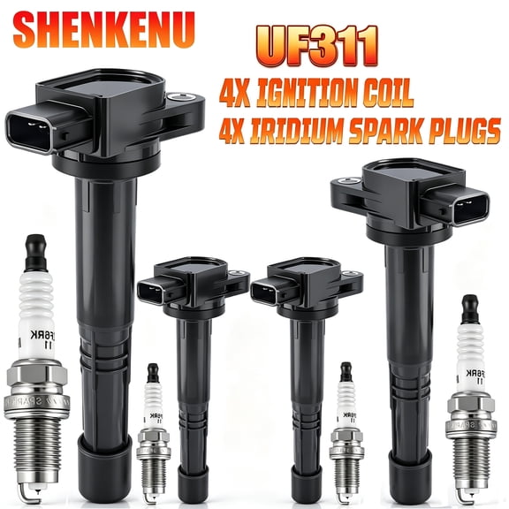 Set of 4 Ignition Coils with 4 Iridium Spark Plugs for 2003-07 Honda Civic CR-V Accord Element 2.4L 2.0L C1382 UF311