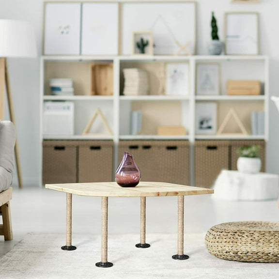 Set of 4 Industrial Pipe Desk Legs with Wheels for Furniture Coffee Table Legs