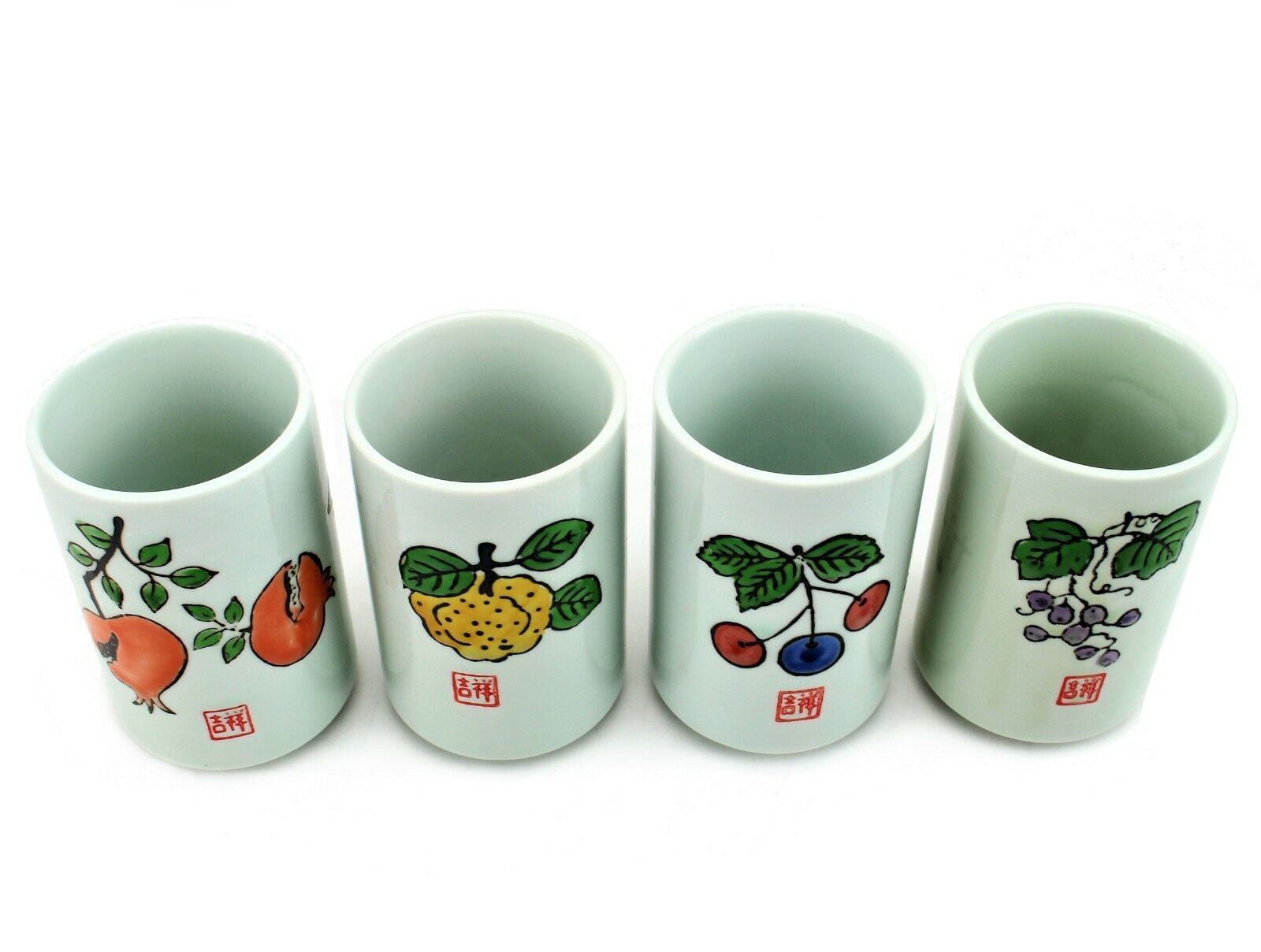 Set of 4 カップ Japanese Porcelain Ceramic Teacup Set Seasonal Fruit Design 8-Ounce F15637