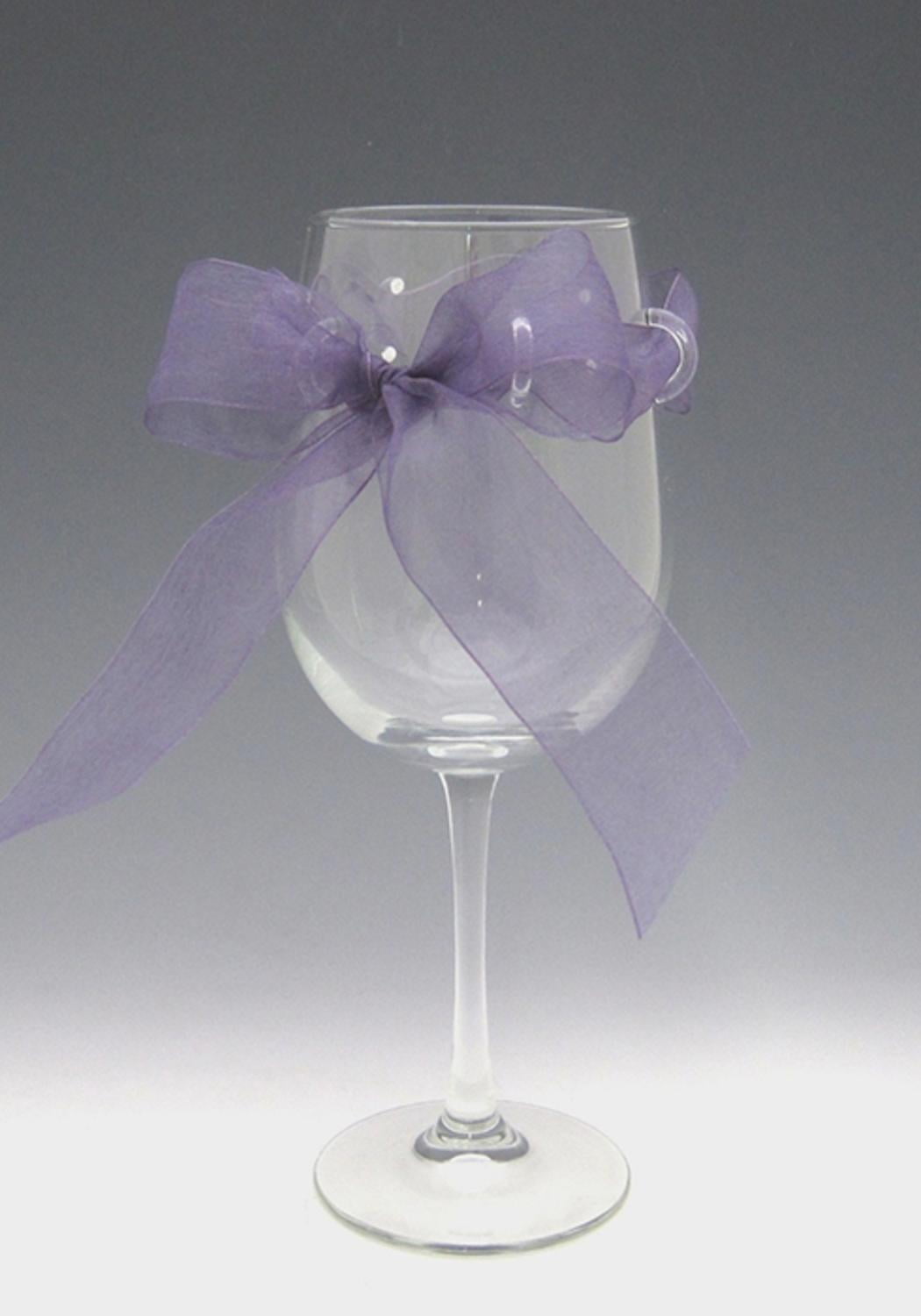 Set of 4 Jolie Tall Wine Drinking Glasses with Solid Deep Purple Bows 16 ounces - Walmart.com