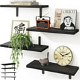 thumbnail image 1 of TABGIME Set of 4 Kitchen Wall Shelf Rustic Wood Floating Shelves for Living Room Bathroom Bedroom, 16 inch Black, 1 of 5