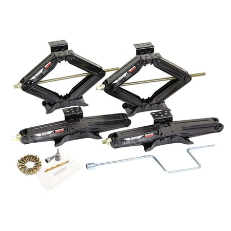 Set of 4 LIBRA 5000 lb 20" RV Trailer Stabilizer Leveling Scissor Jacks w/ Power Drill Socket & Complete Set Mounting Hardware