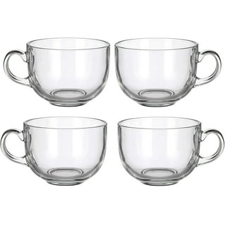 PASABAHCE G4U Clear Glass Coffee Tea Cups with Handle, Coffee Tea Service Mugs  Set of 6, 4.75 oz 