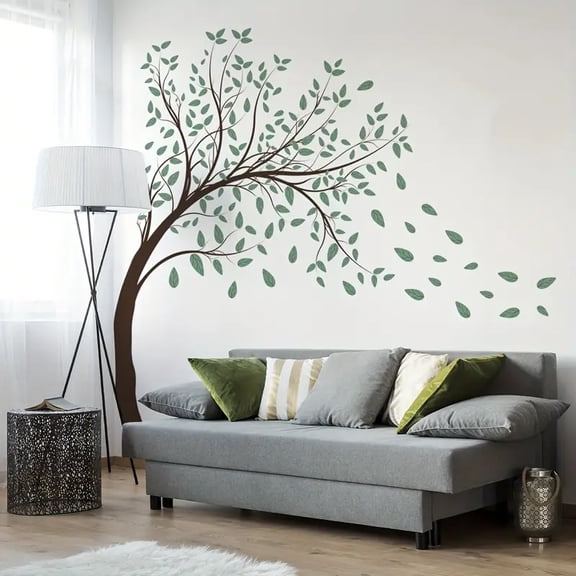 Set of 4 Large Tree-Shaped Wall Stickers for Bedroom and Living Room | Self-Adhesive Nature Decor