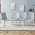 thumbnail image 1 of Set of 4 Light Gray PU Dining Chairs, Faux Leather Cushioned Seats with Metal Legs for Kitchen & Living Room, 1 of 10