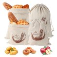 thumbnail image 1 of Set of 4 Linen Bread Bags, Bread Bag with Drawstring, Bread Bag Storage Fresh, 1 of 9