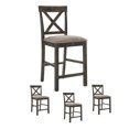 thumbnail image 1 of Set of 4 Linen Finish Counter Height Chair, Modern Farmhouse Kitchen Dining Room Chair, Solid Wood Fabric Upholstered Seat Wood Back Chairs (Gray), 1 of 7