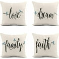 thumbnail image 1 of Set of 4 Linen Throw Pillow Covers 16x16 Inch Blue Bird Faith Love Family Dream Home Decor Pillowcase Square Cushion Cover for Sofa Bed Couch, 1 of 6