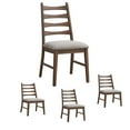 thumbnail image 1 of Set of 4 Linen & Walnut Side Chair, Wooden Dining Room Chairs, High Back Kitchen Side Chair, Farmhouse Dining Chairs for Kitchen, Dining Room (Gray), 1 of 6