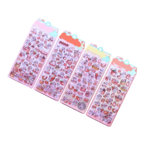 Set of 4 Lovely 3D Rabbits with Strawberry Pattern Silicone Phone Stickers