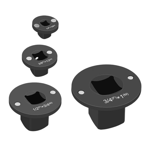 Set of 4 Low Height Socket Adapters Suitable with Various Tool Constructed from Carbon Steel for Enhancing Impacts Resistance
