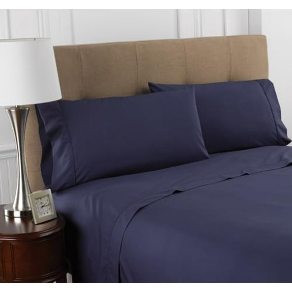 Set of 4 Luxury Pillowcases (Navy Blue Color) - Standard Size 30" L x 20" W, 100% Cotton/Poly Blend - Lightweight, Super Soft Easy Care