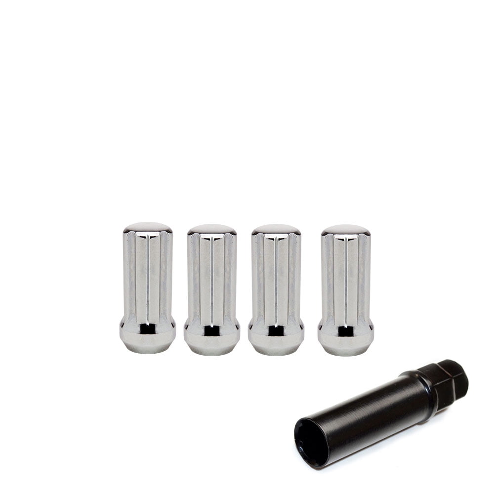 Set of 4 M14x2 Long Spline Acorn Lug Nuts + one Key Enhance Wheels Overall Look