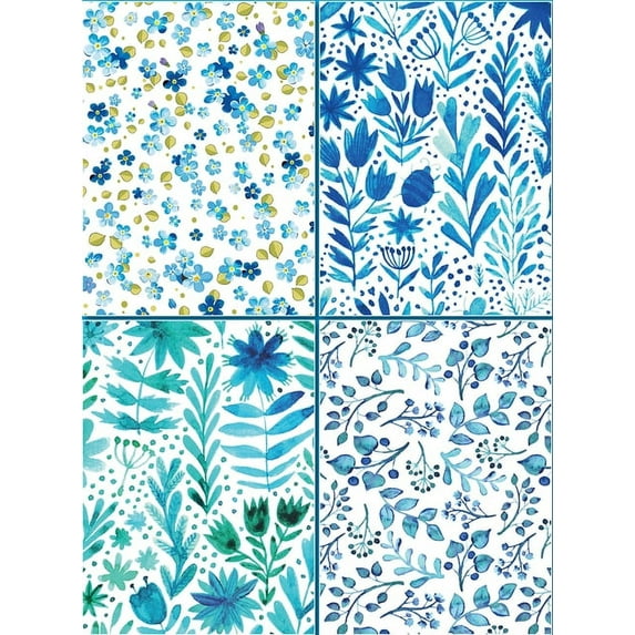 Set of 4 Magnetic Notepads: Blue Abstract (General merchandise)