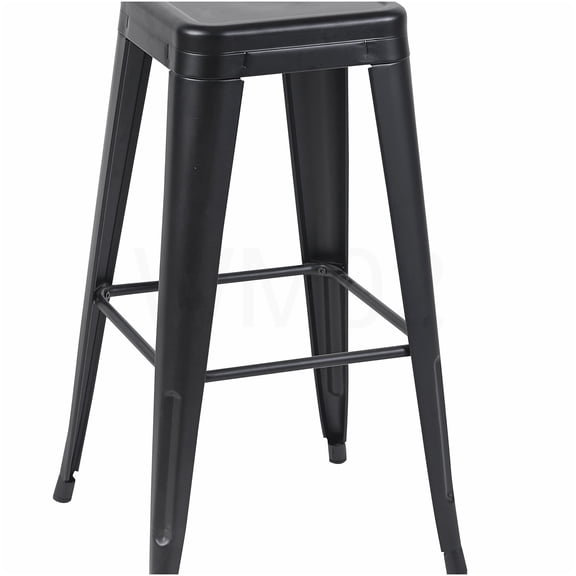 Set of 4 Matte Black Metal Bar Stools, Counter Height Backless Stools for Kitchen Island & Bar, Easy Assembly, Heavy Duty