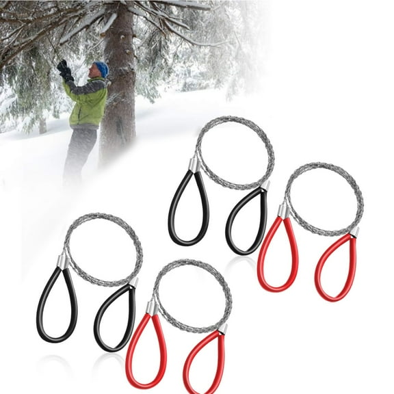 Set of 4 Metal Cable Wire Saw,Reusable Pocket Scroll Hand Stainless Steel Rope,PVC Pipe Cable Cutting Saw for Hunting,Camping(Black,Red)