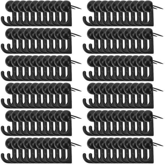 Set of 4 Metal Hook Nail Clear Double Heavy Duty Hooks Coat Hangers Black