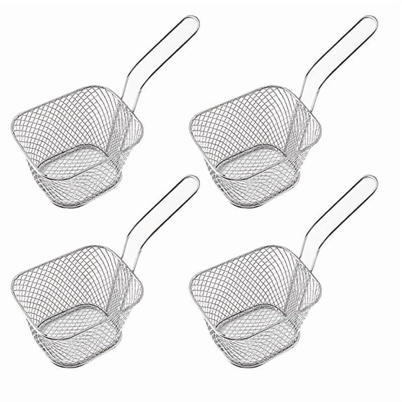 Set of 4 Mini Fry Baskets, 4-Inch Stainless Steel Square Fry Baskets ...