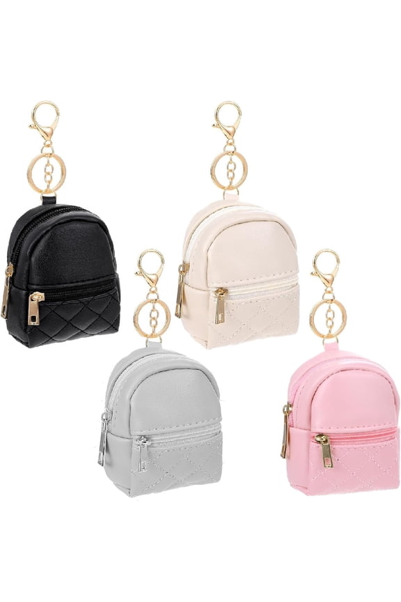 Set of 4 Mini Key Pocket,3.9x3.2x1.8In Portable Zipper Pouch for Sports,Reusable Multi-Color Backpack Keychains for Home,Party,Ourdoor