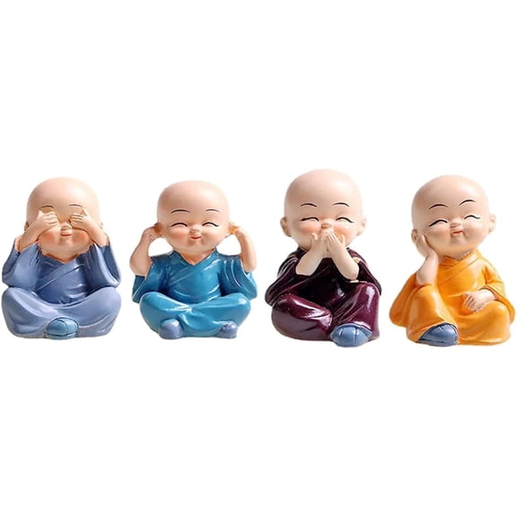 Set of 4 Miniature Monk Decorative Figurines
