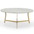 thumbnail image 1 of (Set of 4) MoDRN Retro Glam Lena Geo Base Coffee Table - White Marbles, 1 of 2